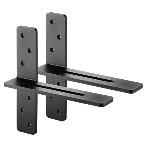 VEVOR T Shelf Brackets, 200 lbs Capacity, 2 Pcs, 12 inch Solid Steel Heavy Duty with Screws for Floating Shelves, Countertop Support Hardware - size: 12x2.89x12 in