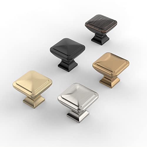 9BUILD 10 Pack Oil Rubbed Bronze Cabinet Knobs,Solid Square Drawer Pulls - color: Oil Rubbed Bronze, size: 1.2"/30MM
