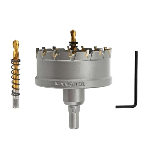 2-15/16'' TCT Hole Saw Kit Tungsten Carbide Tipped Hole Saw Drill Bit with Titanium-Plated Pilot Drill bit for Metal, Stainless Steel, Iron (75MM) - size: 75MM | 2-15/16''