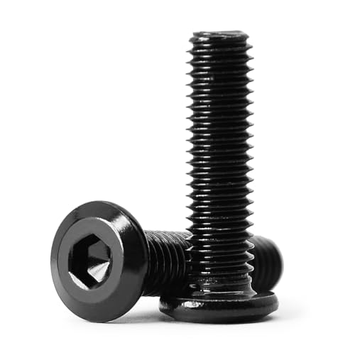 M6 x 20mm Flat Head Hex Socket Cap Screws Furniture Bolts, Stainless Steel 18-8 (304), Black Oxide, Countersunk Connector Screw, Full Thread, 20 PCS (with Hex Spanner) - size: M6 x 20mm