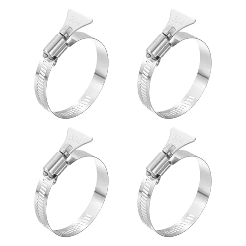 HARFINGTON 4pcs Hose Clamps 1.3"-2.2" (33-57mm) Adjustable 304 Stainless Steel Worm Gear Hose Clamps Assortment Kit for Plumbing Dryer Vent Automotive Dust Collector - size: 33-57mm