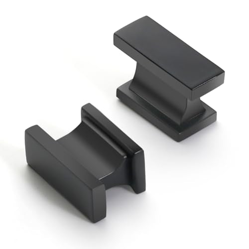 Matte Black Kitchen Rectangle Cabinet Knobs 1.49 Inch 10 Pack - color: Matte Black, size: 1.49"/38MM Single Hole