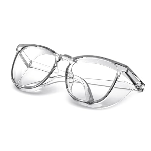 MORK&SUKY Safety Glasses, Stylish Goggles With No Fog Lense, Alternatives To Regular Protective Eyewear For Lab and Nursing. - color: Transparent