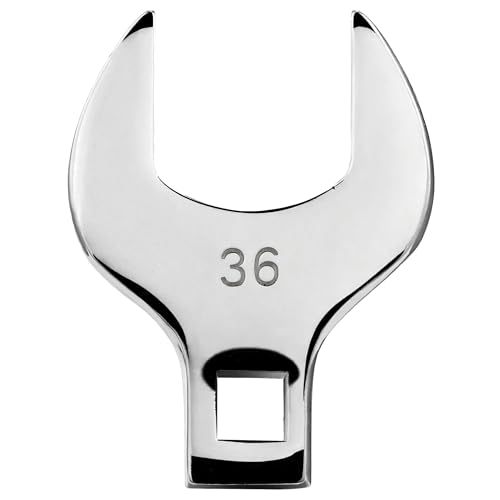 1/2'' Full Polish Drive Jumbo Crowfoot Wrench, Open End Wrench, Metric, 36mm, CR-V Steel, Tools for Mechanics Maintenance or Repairs, Access Fasteners in Tight Spaces Work Hard-To-Reach Areas - size: METRIC-36mm