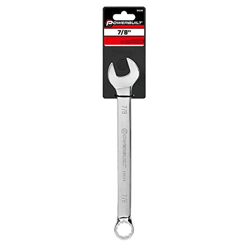 Powerbuilt 7/8-Inch Combination Wrench, SAE 12 Point Double Ended Box and Open End, Polished, 15 Degree Offset - 644149 - size: 7/8"