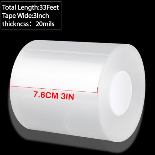 Qoqooice Transparent Window Weather Sealing Tape 3 Inch x 33 FT Weather Stripping Residue-Free Clear Window Insulation Tape for Doors Windows and Shower Glass Gaps (3 in * 33 FT) - size: 3 IN * 33 FT Clear