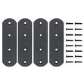 4 Pack Flat Mending Plate for Wood, ULIFESTAR Black Iron Flat Straight Brace Brackets Metal Repair Fixing Wood Brace Joining Plates Connector for Repairing Wooden Furniture with Mounting Screws - size: 4.9 x 1.5 x 0.12 inches