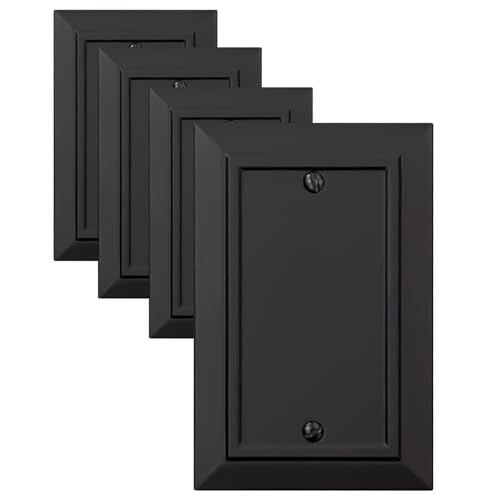 Classic Architecture Wall Plates,Light Switch covers, Electrical Outlet Covers, Duplex receptacle wall plates,Mid Size Bamboo Fiber Material Switch plates Matte Black (1 Gang Blank 4PK) - style: 1 Gang Blank 4PK
