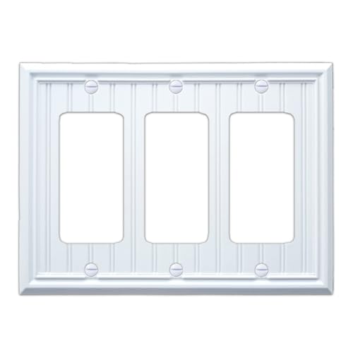 White Natural Material Triple Decorator Outlet Cover Wall Plate(1-Pack) - size: Triple Decorator