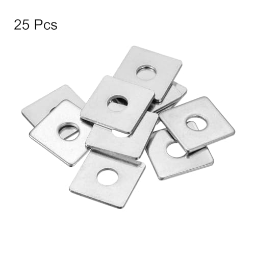 uxcell Square Washer, 25Pcs M8x25x25x2mm 304 Stainless Steel Square Plate Washers Flat Pad Spacer Gasket for Hardware Fastener - size: M8x25x25x2mm