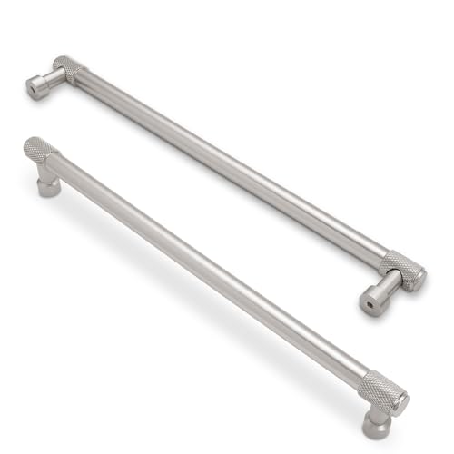 10 Pack 12-3/5 inch(320mm) Brushed Satin Nickel Kitchen Cabinet Handles Knurled Cabinet Pulls Sliver Drawer Pulls Cabinet Hardware Kitchen Handles Drawer Pulls Dresser Handles - color: Brushed Satin Nickel, size: 12-3/5" Hole Center