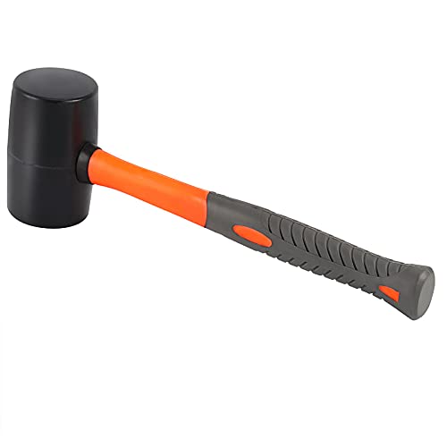 ZOENHOU 2 PCS 32 Oz Black Rubber Mallet Hammer, Solid Rubber Mallet Head with Non Slip Handle, Rubber Hammer for All Projects - color: Black, size: 32 Oz