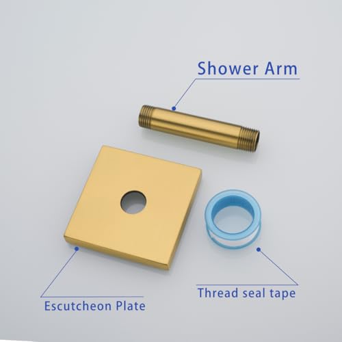 Shower Head Extension Arm Wall Mounted Tube Rainfall Shower Tube Replacement Pipe Parts Stainless Champagne Bronze,SW-91038-4CB-SQ. - color: Right Angled Square Flange-4" Champagne Bronze