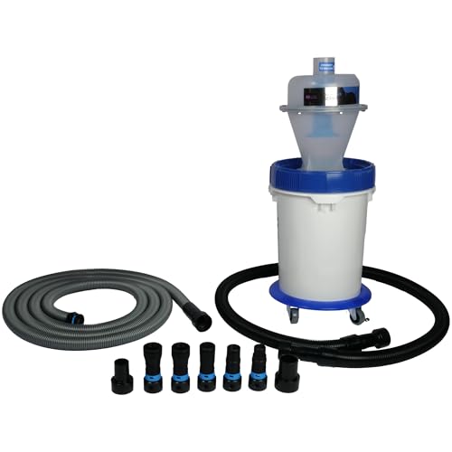 Cen-Tec Systems Assembled Quick Click Dust Separator and 5 Gallon Locking Collection Bin with Caster Dolly and Power Tool Adapter Set with 16 Ft. Hose - size: 16 Ft. Hose