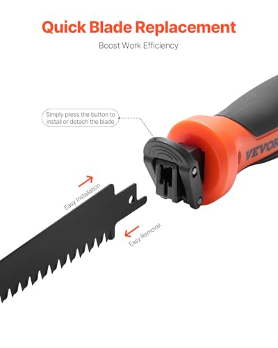 VEVOR Keyhole Saw, 6 in, Soft Grip Handle, 8-in-1 Multi-Blades Drywall, Triple Ground Teeth, for Cutting Drywall Wood Metel Plastic Plywood Wallboard Thin Sheet - size: 6 inch