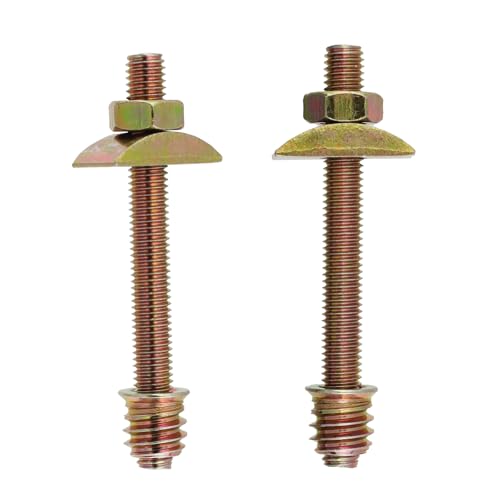 12 Pcs Bed Frame Hardware Connector Kit M8x80 Panel Furniture Wardrobe Four-In-One Connectors Fittings Table Bed Assembly Fasteners Bolts Nuts Threads Half Moon Spacers,Gold
