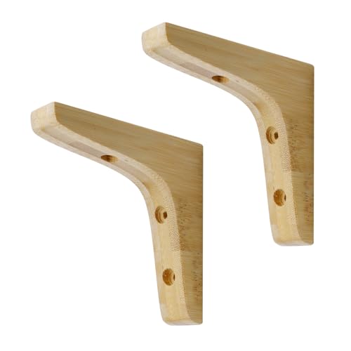 Antrader 2PCS Wooden Shelf Brackets,L Shape,3.74"×3.74"×0.79",Light Brown - color: Light Brown, size: 3.74"×3.74"×0.79",2pcs