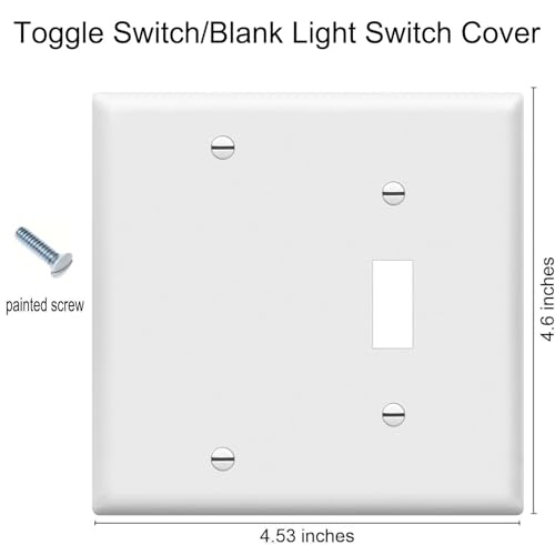 ZEFTV Toggle Switch/Blank Wall Plates 2-Gang Switch Outlet Electrical Cover Plate Unbreakable Thermoplastic Faceplate for Light Receptacle Outlet Switch, White (4 Pack) - color: Single Blank/Single Toggle, size: 4 Pack