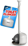 FORASTO Toilet Plunger with Holder - Heavy Duty Bathroom Cleaning Tools - color: Cream Gray, size: 1Pack