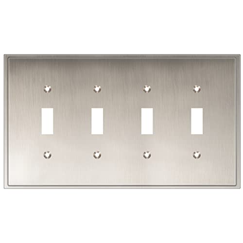 Henne Bery Soft Modern Decorative Wall Plate Switch Plate Outlet Cover (Quad Toggle, Satin Nickel) - style: Quad Toggle
