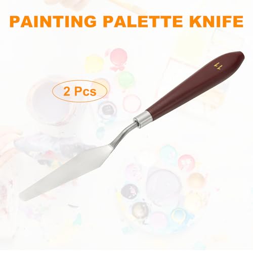 HARFINGTON 2pcs Palette Knife Painting Tool 3.35" x 0.71" Stainless Steel Art Spatula Pallet Knives Scrapers Tools with Plastic Handle for Acrylic Oil Canvas Mixing Spreading, Red/Silver - size: 3.35" x 0.71"