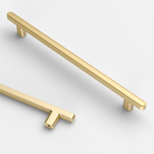Asidrama 10 Pack 6.3 Inch(160mm) Brushed Gold Kitchen Cabinet Handles, Cabinet Pulls Kitchen Cabinet Hardware for Cupboard Drawer Pulls - color: Brushed Gold, size: 6.3" Hole Center, style: 10 Pack