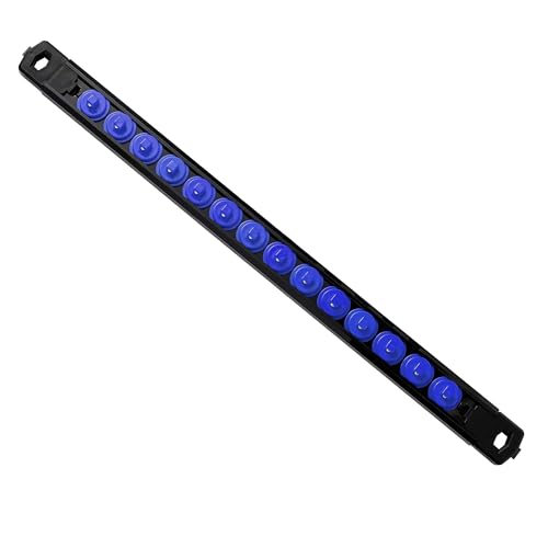 Reniteco Magnetic Socket Organizer, 1/4-Inch Drive ABS Sockets Rail, Heavy Duty Sockets Holder, Socket Rack Kit 1/4-Inch x 14 Clips - color: Blue, size: 1/4" DR