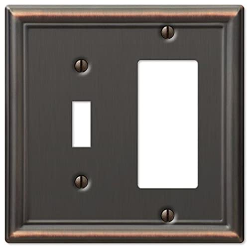 Amerelle 149TRDB Chelsea Wallplate, 1 Toggle / 1 Rocker, Steel, Aged Bronze, 1-Pack - color: Aged Bronze, size: 1 Toggle / 1 Rocker