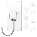 Adhesive Wall Hooks No Drill Large Clear Heavy Duty,13LB Sticky 8 Pack - color: Clear, size: Large 8 Pcs
