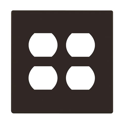 ENERLITES Screwless Double Duplex Outlet Covers Wall Plate, 1 Pack, Brown - color: Brown, size: Screwless
