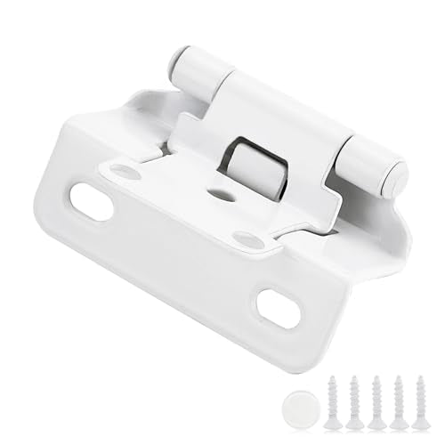 4 Pack 2 Pair White Cabinet Hinges, 1/2" Semi Wrap Kitchen Hinges - color: White, size: 1/2" Semi Wrap
