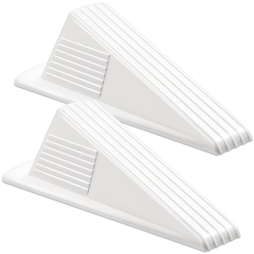 Frienda 2 Pcs Heavy Duty Rubber Door Stops Wedge Stackable,White - color: White