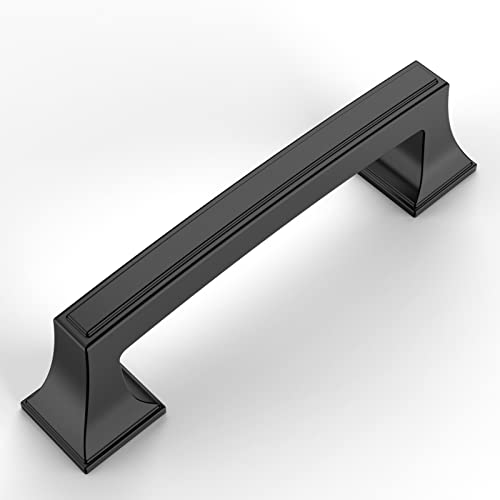 Amerdeco 10 Pack Matte Black Cabinet Pulls 3-3/4 Inch(96mm) Hole Center Cabinet Hardware Kitchen Cabinet Handles for Bathroom Drawer Pulls Dresser Pulls ZH0010 - color: Matte Black, size: 3.75"/96MM Hole Center