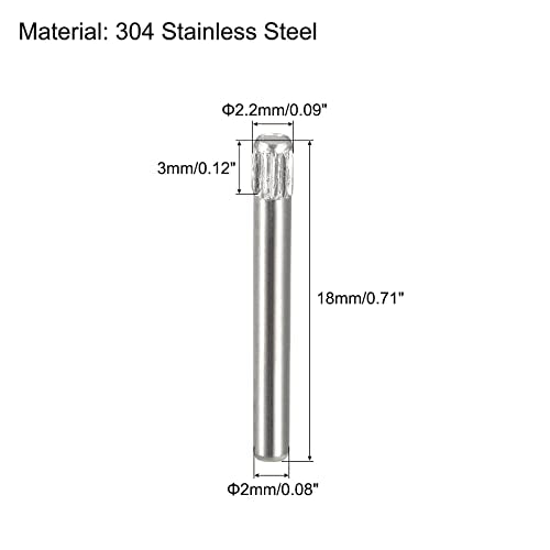 uxcell 2x18mm 304 Stainless Steel Dowel Pins, 50Pcs Knurled Head Flat Chamfered End Dowel Pin, Wood Bunk Bed Shelf Pegs Support Shelves Fasten Elements - size: 2x18mm