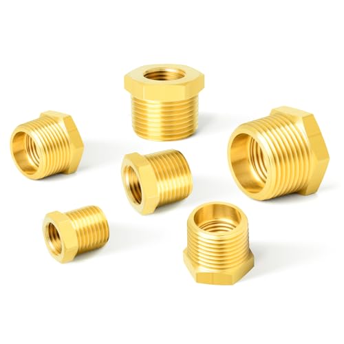 GASHER 20PCS Brass Hex Bushing Fitting Kit - 1/4" - 1/8", 3/8" - 1/4", 1/2" - 3/8", 3/4" - 1/2" - style: Hex Bushing Kit（20Pcs）