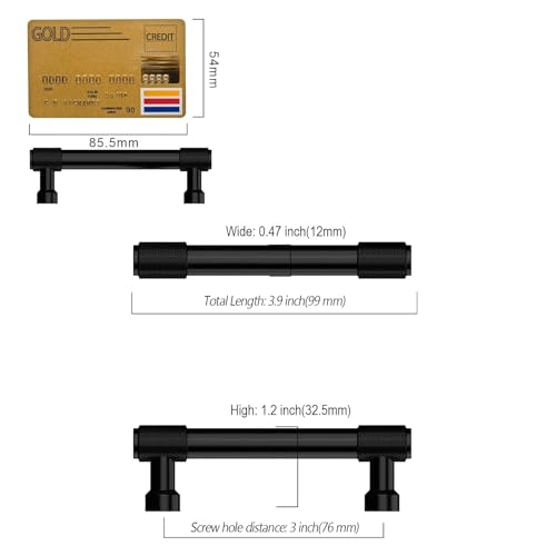 Amerdeco 10 Pack Matte Black Knurled Cabinet Pulls 3 Inch(76mm) Hole Center Kitchen Cabinet Handles Drawer Pulls Cabinet Hardware ZH0034 - color: Matte Black, size: 3"/76MM Hole Center