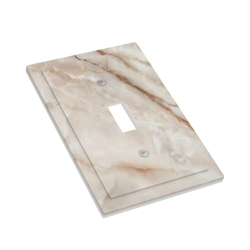 Beige Marble Pattern Light Switch Cover Modern Wall Plate Decorative 1 Gang Single Toggle Switch Plates Electrical Outlet Faceplate for Bathroom Kitchen Bedroom 5" x 3" - size: 1 Gang Single Toggle