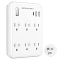 USB Wall Outlet Extender with On Off Switch, Surge Protector Outlet,6 AC Multi-Plug with 3 USB Ports (1 USB C), 490 Joules, Flat Socket Splitter with Spaced Outlet for Home, Office, College