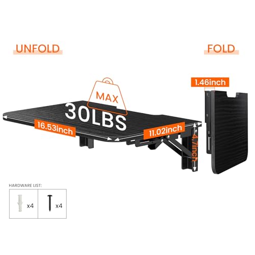 Homode Floating Entertainment Shelf, Folding Projector Shelf, Black - color: Balck