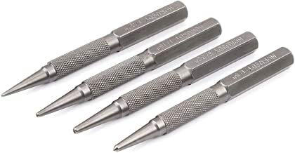 HORUSDY 4-Piece Durable Nail Setter Punch & Center Punch Set, Hardened Cr-V Steel with Non-Slip Knurled Grip, Includes 3 Nail Setters (1/32", 1/16", 3/32") and 1/8" Center Punch - style: 4-Piece 100mm