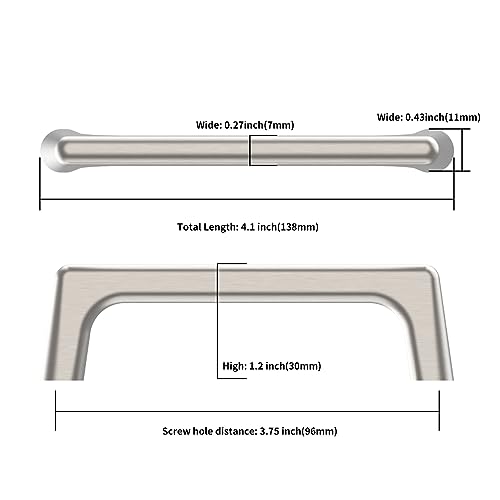 Asidrama 10 Pack 3.75 Inch(96mm) Brushed Satin Nickel Cabinet Pulls Cabinet Handles Cupboard Handles Kitchen Cabinet Hardware for Cupboard Drawer Pulls - color: Brushed Satin Nickel, size: 3.75" Hole Center, style: 10 Pack