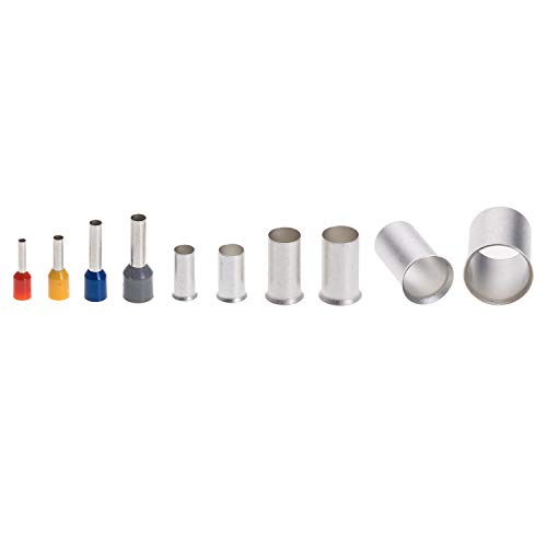 10-Sizes 16 14 12 10 8 6 4 2 1/0 2/0 Gauge Copper Wire Ferrules Assortment Kit Matte Tin Plating Pin Ferrules(390PCS KIT)