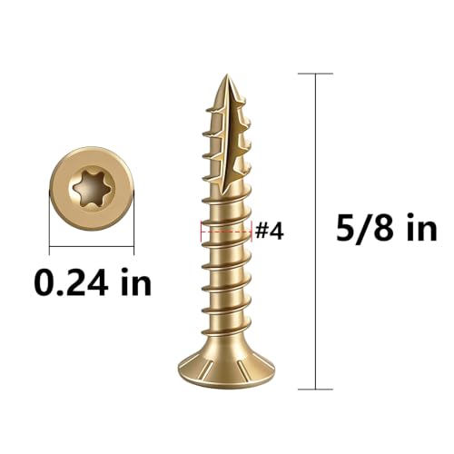 Wensilon #4 * 5/8" Yellow Deck Screws 1338pcs 2 lbs 3x16mm - color: Yellow, size: #4*5/8"