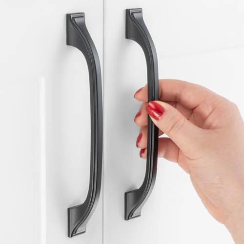 5 Inch Matte Black Cabinet Pulls Arch Drawer Handles 10 Pack P2409 - color: Black, size: 5" Hole Centers-10 Pcs