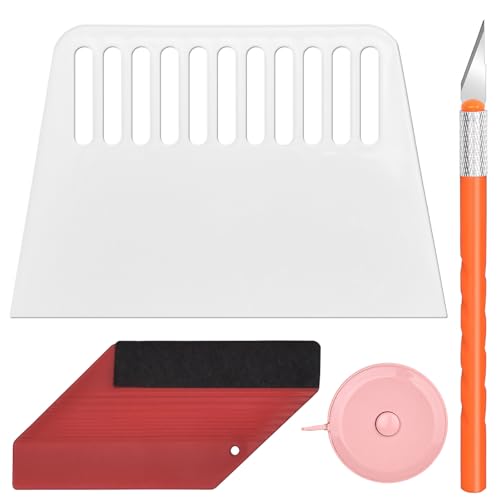 Rugreat Peel and Stick Wallpaper Tool Kit Contact Paper Smoothing Tools | Contact Paper Hanging with Felt Squeegee Knife Tape Measure for Apply Wallpaper for Vinyl Backsplash Tile Window Film