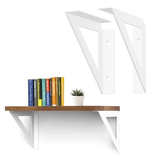 SOGAL White Shelf Brackets 6 Inch, Heavy Duty Wall Mount 4 Pack - size: 6x6inch-white