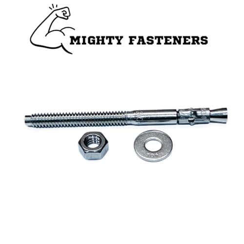 MIGHTY FASTENERS Zinc-Plated Steel Wedge Anchors, 1/2" X 5-1/2" - Heavy-Duty Mounting Bolts for Concrete - 50 Pack - size: 1/2" X 5-1/2"