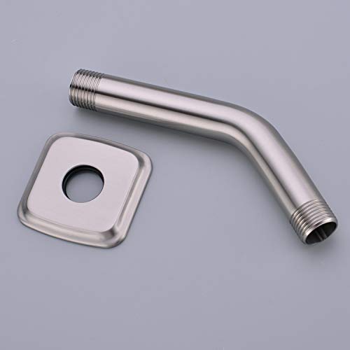 TRUSTMI Angled Shower Arm with Flange 6 Inch Stainless Steel Stream Shower Head Replacement Pipe Wall Mounted Extension Arm, Brushed Nickel - color: Brushed Nickel