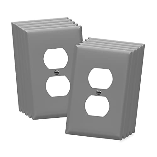 ENERLITES 10 Pack Mid-Size Duplex Outlet Covers Wall Plate, Gray - color: Gray, size: Mid-Size