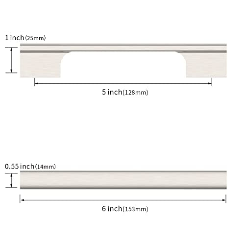 Asidrama 10 Pack 5 Inch(128mm) Brushed Satin Nickel Cabinet Pulls Kitchen Cabinet Handles Satin Nickel Cabinet Pulls Cabinet Hardware for Cupboard Drawer - color: Brushed Satin Nickel, size: 5" Hole Center(128mm)